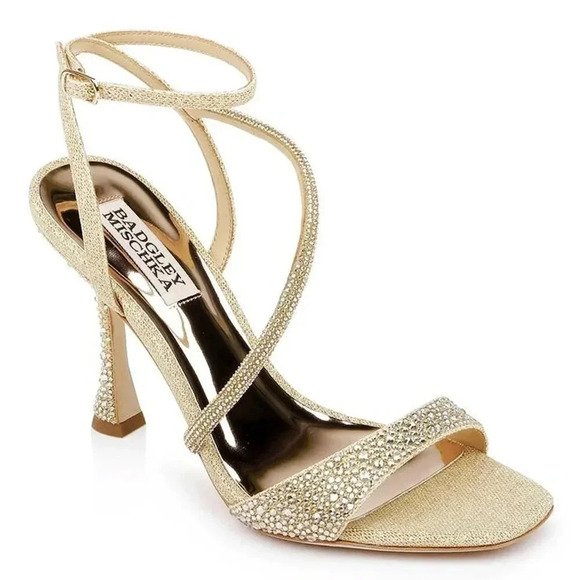 Badgley Mischka Sally Women's Rhinestone Satin Heel Sandals Size 9 (MSRP $235) - Picture 1 of 10